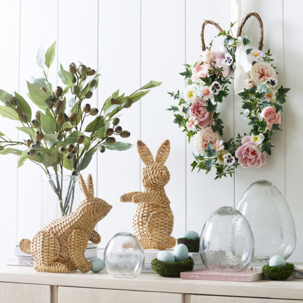 Pottery Barn Faux Floral Bunny Shaped Wreath - Picture 2 of 7